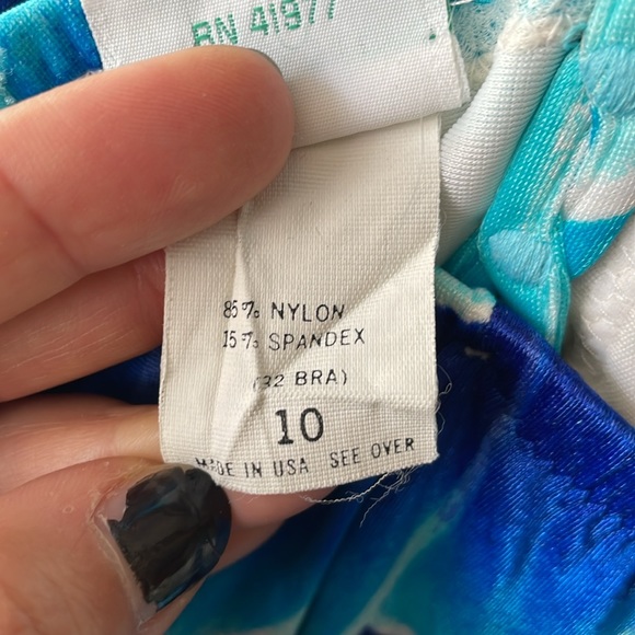 70s DeWeese Swimsuit blue scallop one piece size 10 - Picture 6 of 10